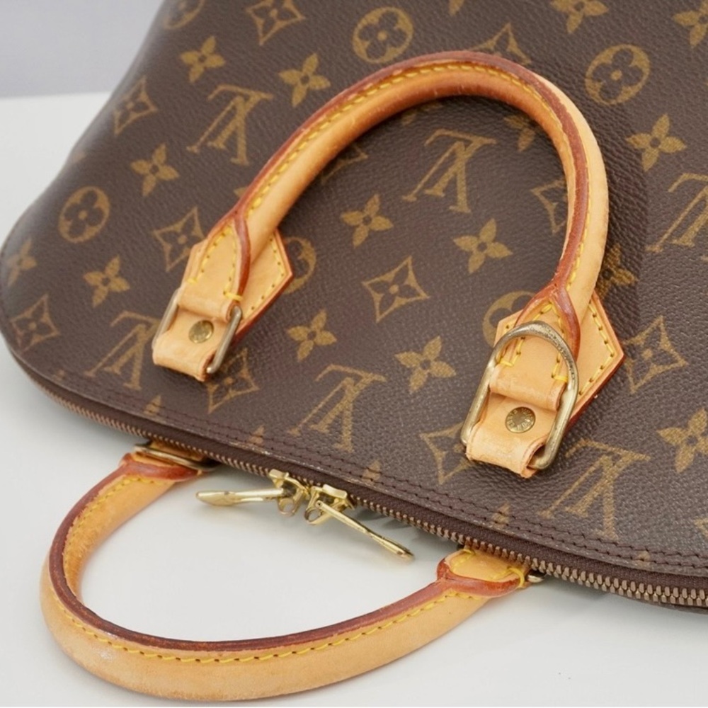 Louis Vuitton Monogram Alma Handbag - Brown & Tan Leather - Picture 11 of 16